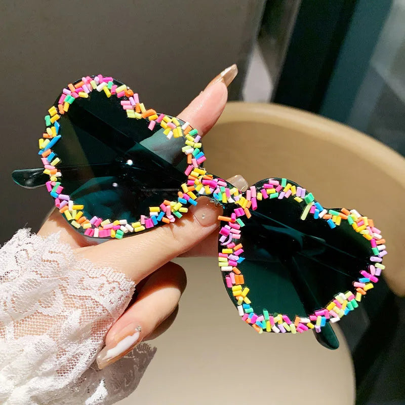 Cute Candy Pop Heart Sunglasses Dark Green As The Picture Shoptery
