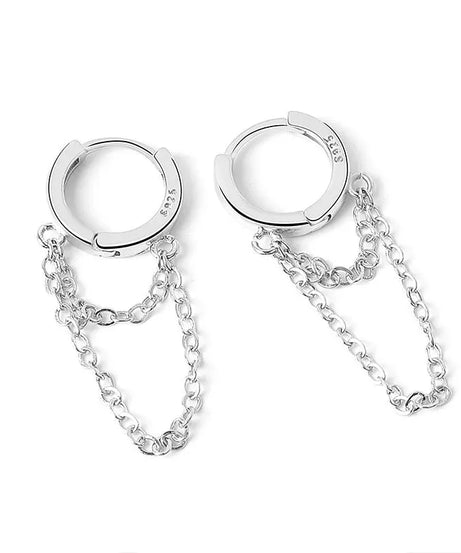 Double Chain Hoop Earrings