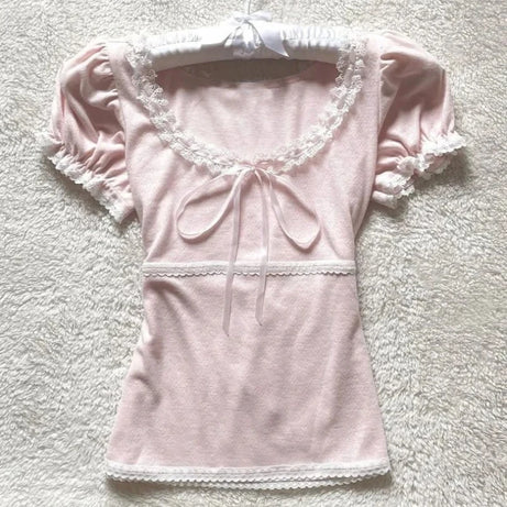 Coquette Sugar Bow Soft Girl Top Pink Shoptery