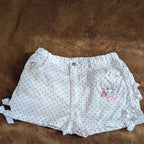 Fairy Kei Hello Piano Polka Dot Bow Shorts WHITE Shoptery