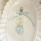 Fairy Kei Pastel Bow Pearl Rose Heart Bag Charm Keychain 01 Shoptery