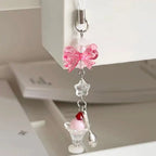 Fairy Kei White Lace Heart & Flower Bead Phone Strap Charm E Shoptery