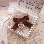 Jirai Kei Fluffy Heart Velvet Bow Pearl Charm Hair Clip 08 coffee Shoptery