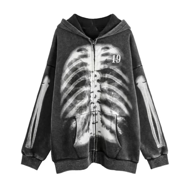 X-Ray Gothcore Skeleton Alt Edgy Hoodie Plush Shoptery