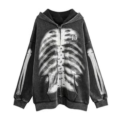 X-Ray Gothcore Skeleton Alt Edgy Hoodie Plush Shoptery