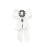 Visual Kei Black Satin Cameo Bow Brooch Lapel Pin White Shoptery
