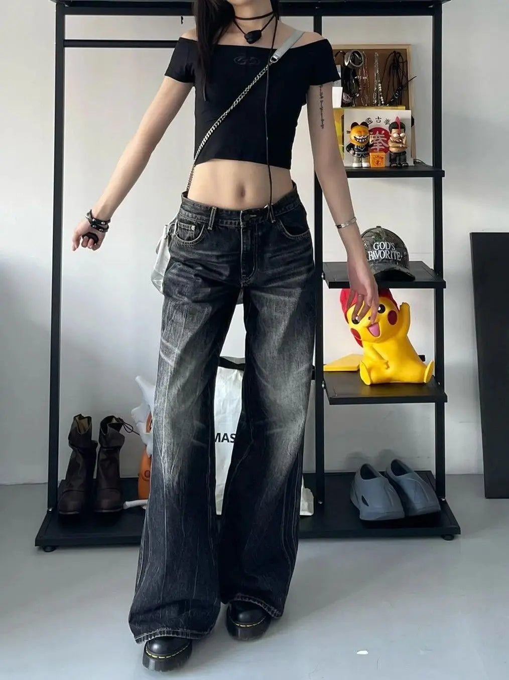 Alt Midnight Groove Wide Leg Jeans Black Shoptery