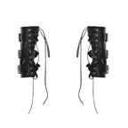 Visual Kei Black PU Leather Buckle Zip Corset Vest Top arm sleeves Shoptery