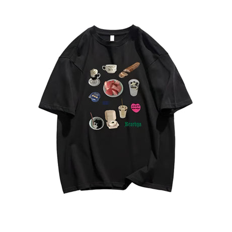 Café Essentials Graphic Aesthetic T-Shirt black Shoptery
