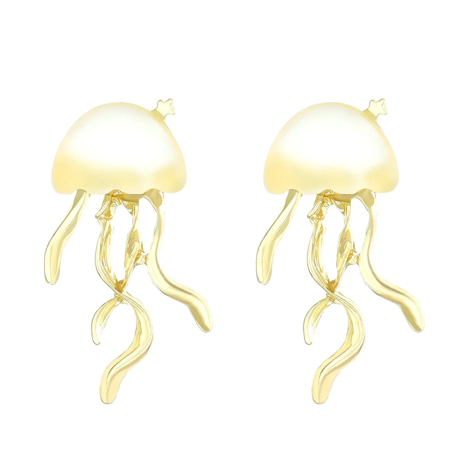 Mermaidcore Moonlit Jelly Drop Earrings gold color Shoptery
