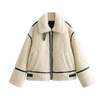 Alpine Trim Shearling Y2k Jacket Beige Shoptery