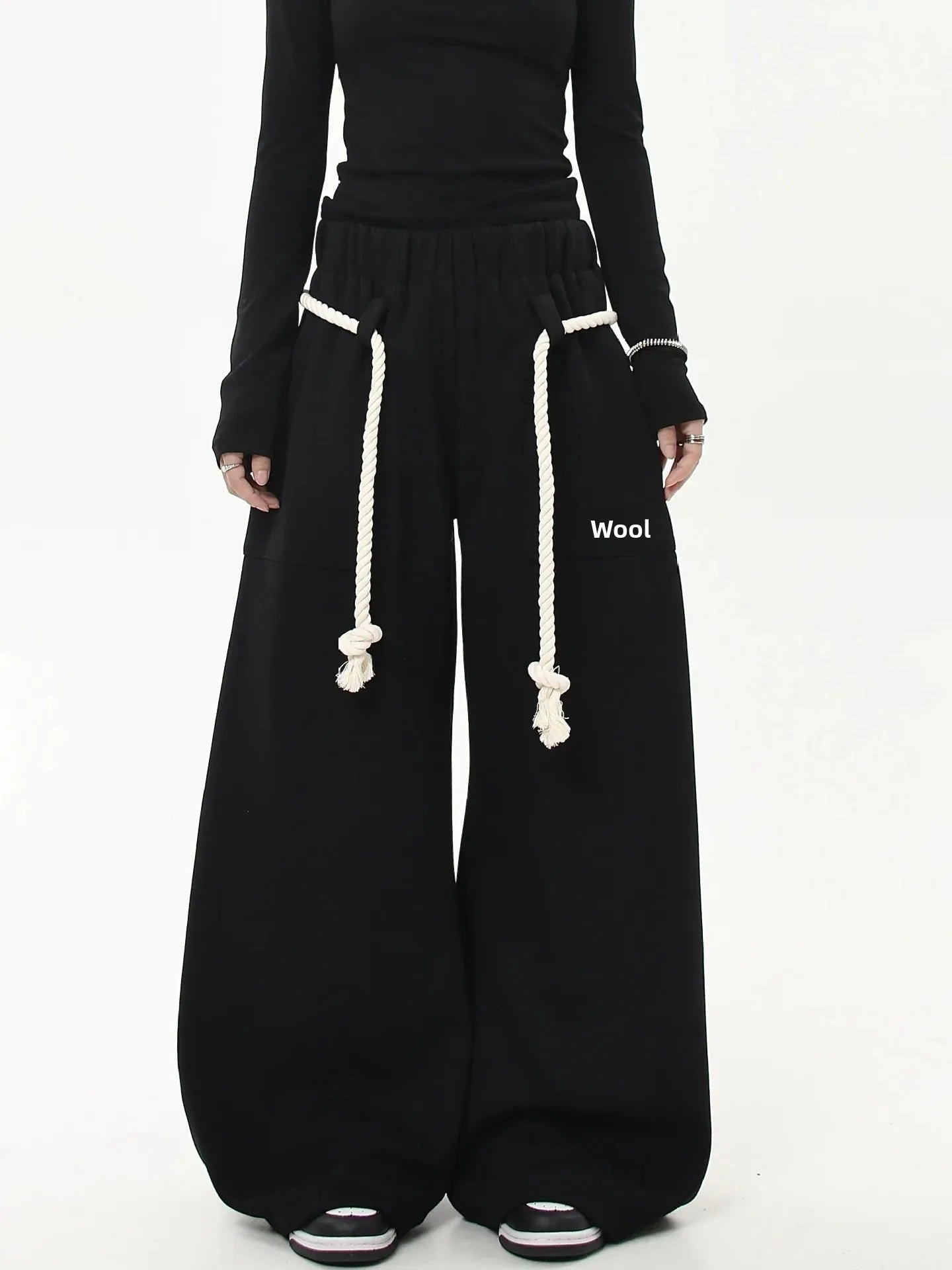 Retro Drawstring Wide Leg Lounge Pants Shoptery