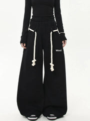 Retro Drawstring Wide Leg Lounge Pants Shoptery