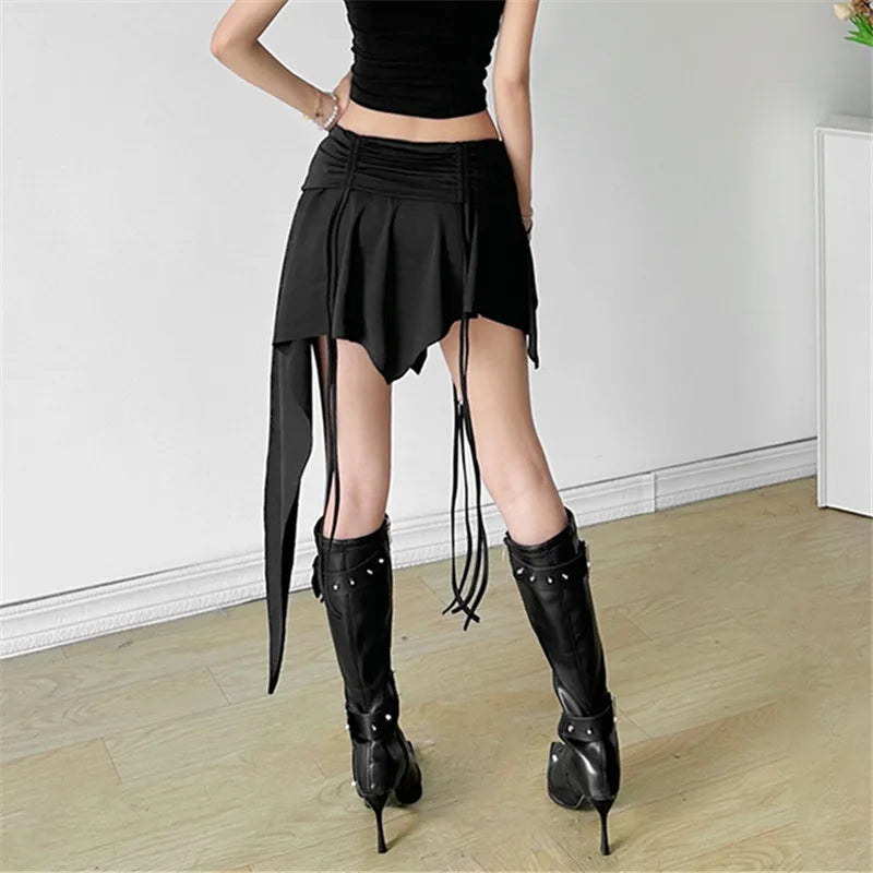 Dagger Lace-Up Hem Alt Skirt Shoptery