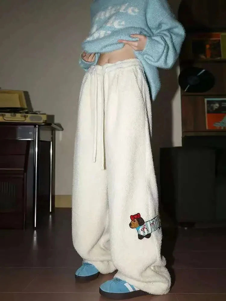 Plush Pup Drawstring Pants APRICOT Shoptery