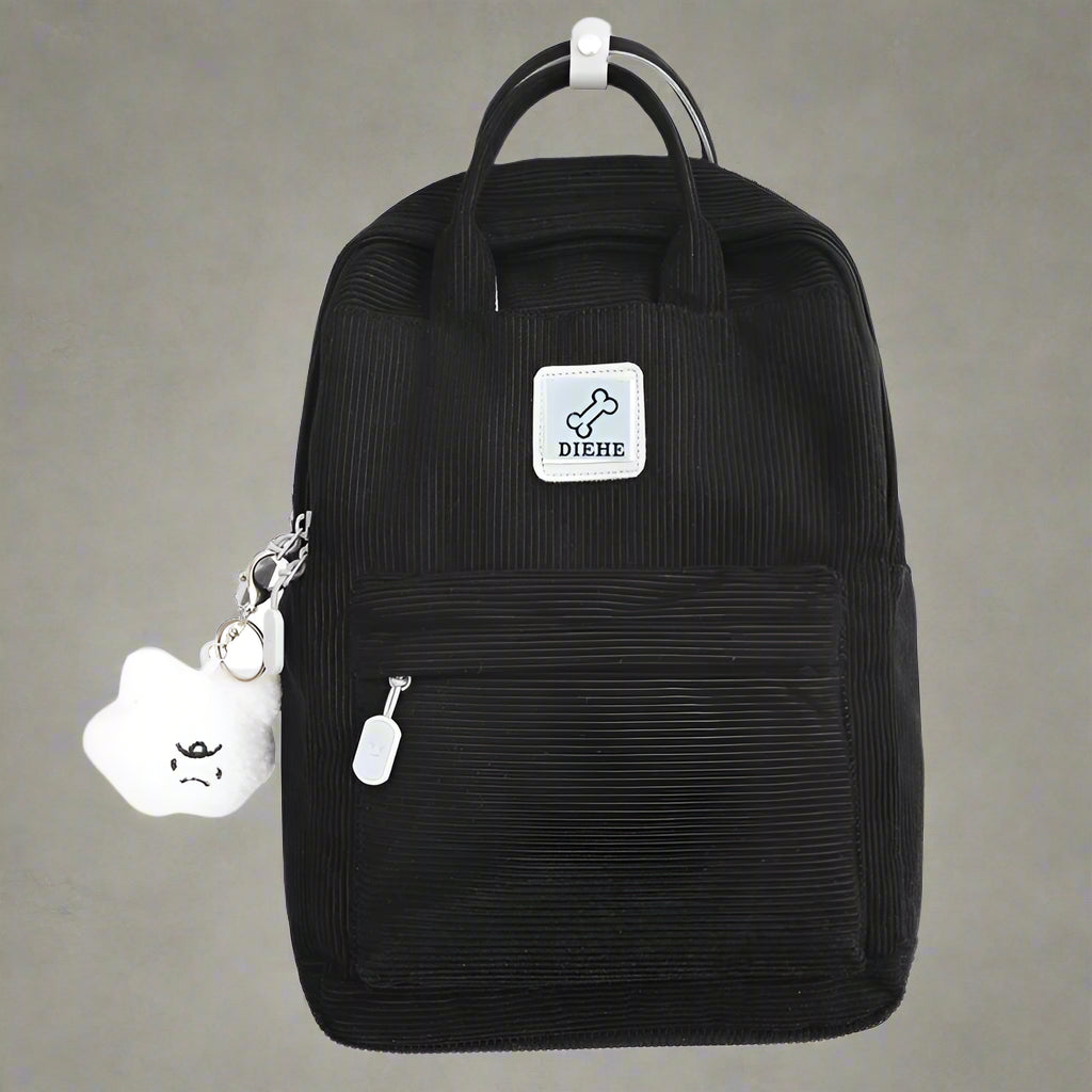 Backpack – Teddy Corduroy for Versatile Style black Shoptery