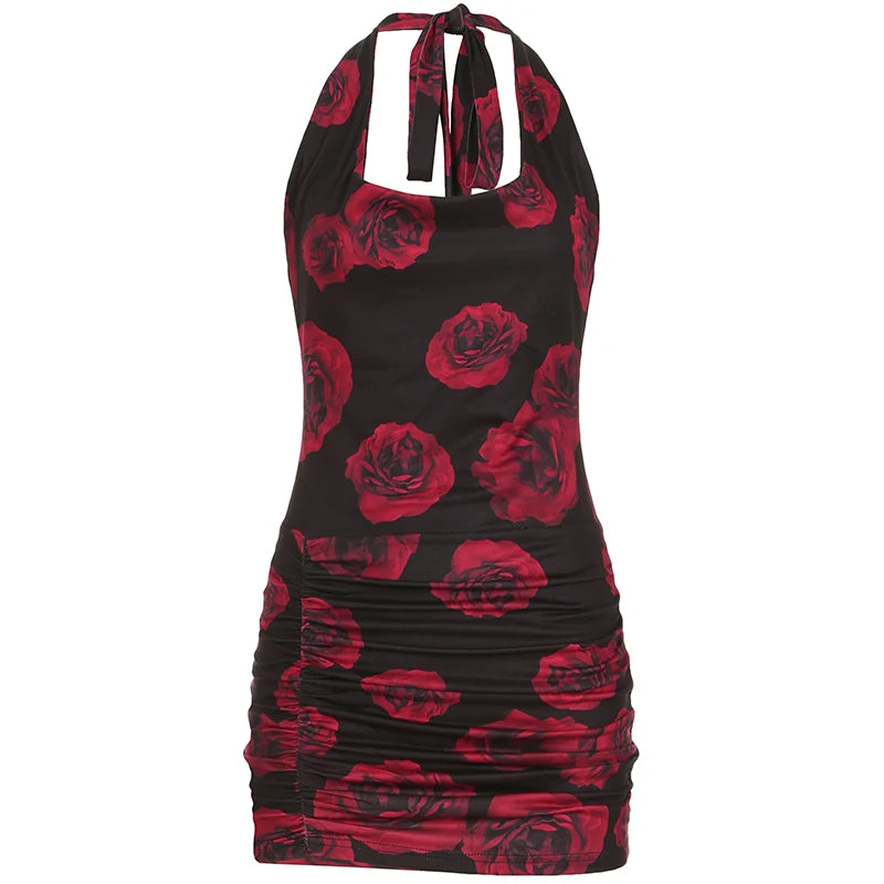 Midnight Rose Open Back Coquette Dress MULTI Shoptery