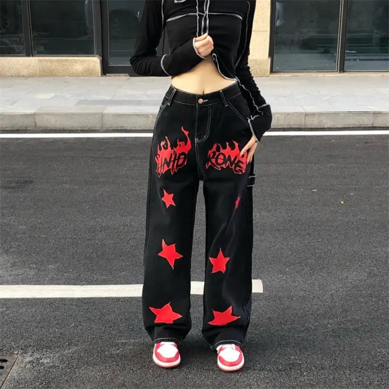 Alt Black Red Star Jeans Black Shoptery