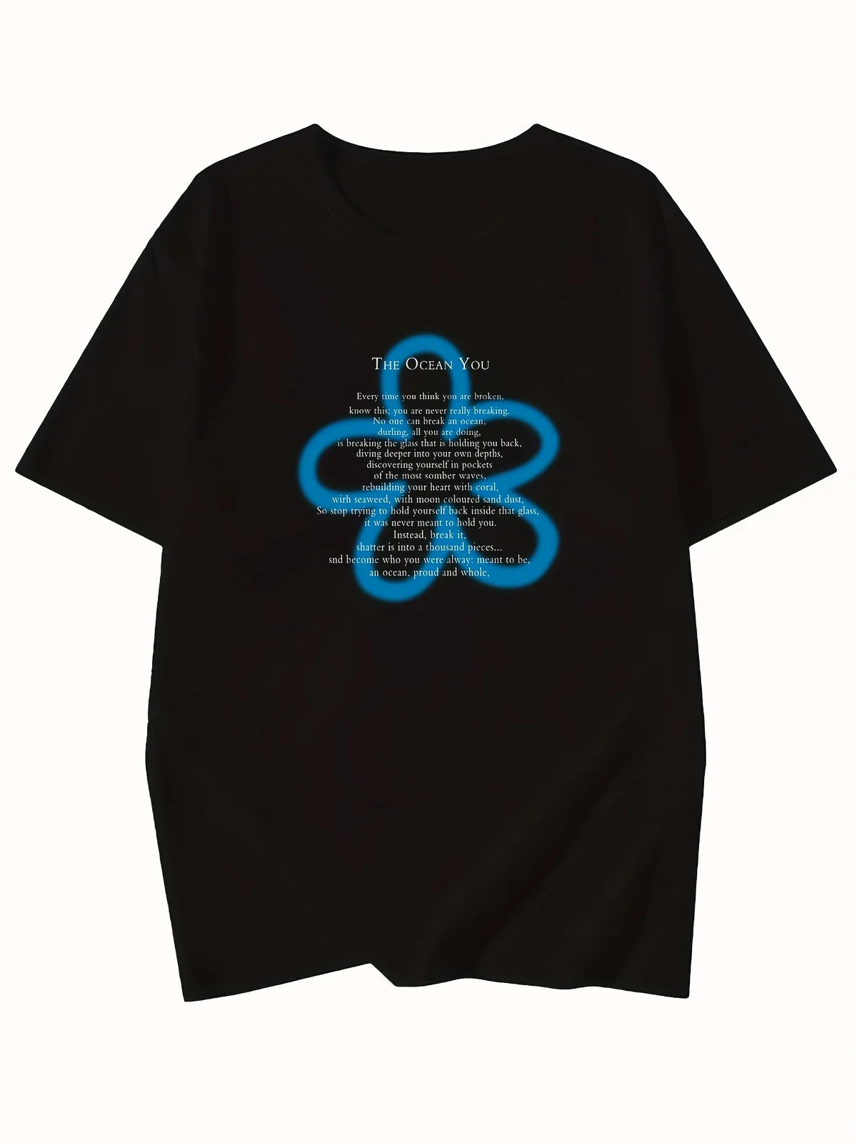 Ocean Words Edgy T-Shirt Black Shoptery