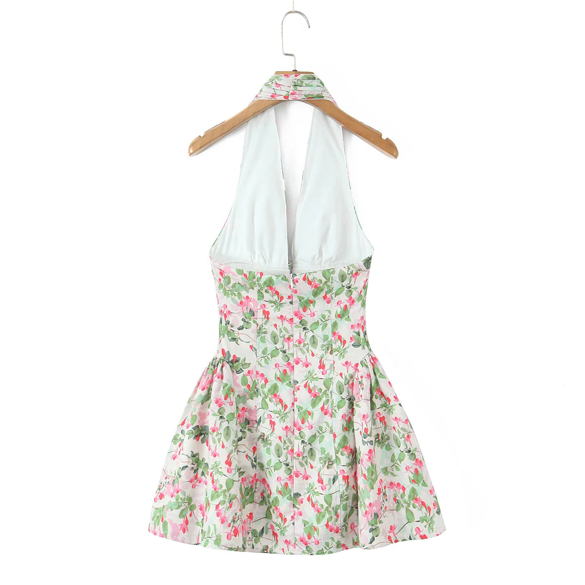 Retro Blossom Valley Halter Dress Shoptery