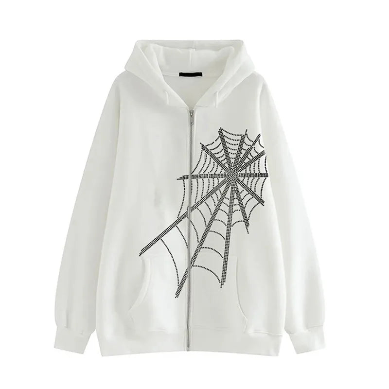Crystal Web Zip Hoodie WHITE Shoptery
