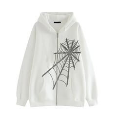 Crystal Web Zip Hoodie WHITE Shoptery