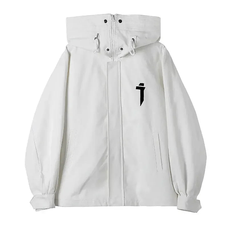Midnight Guard High-Neck Edgy Jacket WHITE Shoptery