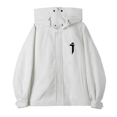 Midnight Guard High-Neck Edgy Jacket WHITE Shoptery