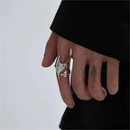 Visual Kei Spiked Star Thorn Wrap Adjustable Silver Ring Shoptery