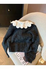 Retro Lace Collar Button-Up Cardigan Shoptery