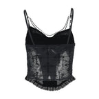 Visual Kei Gothic Cross Lace Corset Camisole Set with Arm Warmers Shoptery