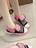 Decora Denim & Pink Polka Dot Kawaii High-Top Sneakers Shoptery