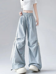 Kawaii Y2k Ribbon Wide Pants Blue Shoptery