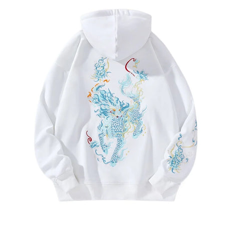 Mythic Beast Embroidered Edgy Hoodie White hat thin Shoptery