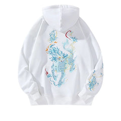 Mythic Beast Embroidered Edgy Hoodie White hat thin Shoptery