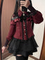 Jirai Kei Cold Shoulder Ruffle Blouse & High-Waist Pleated Skirt Set Red shirt Shoptery