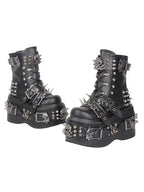 Visual Kei Skull Studded Spike Platform Combat Boots Shoptery