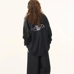 Retro Streetwear Oversized Long Sleeve Top Shoptery