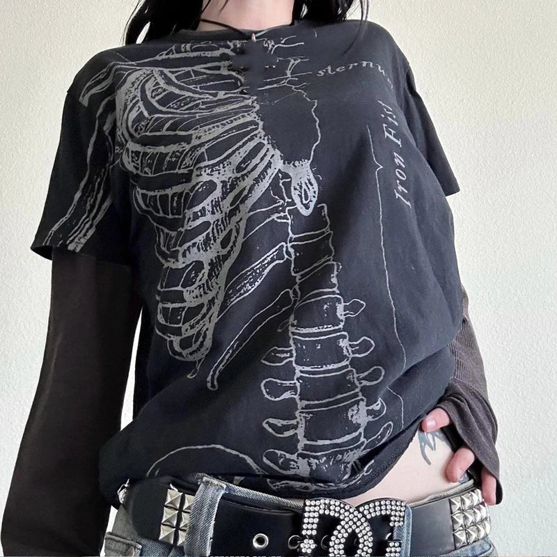 Spine Script Alt Long Sleeve Alt Top B Shoptery