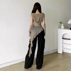 Dune Mirage Draped Y2k Top Shoptery