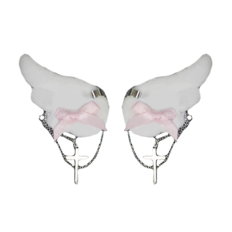 Decora Angel Wing Hair Clip with Cross Heart & Bow Accessories 2PCS-11CM 2 Shoptery