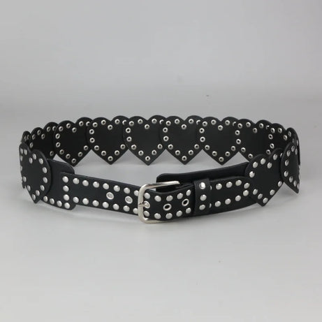 Punk Love Stud Heart Belt black 105CM Shoptery