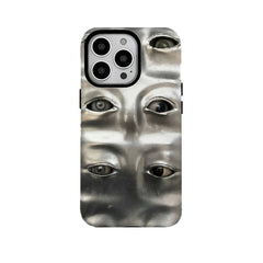 Silver Sculpted Eyes iPhone Case 1 Shoptery