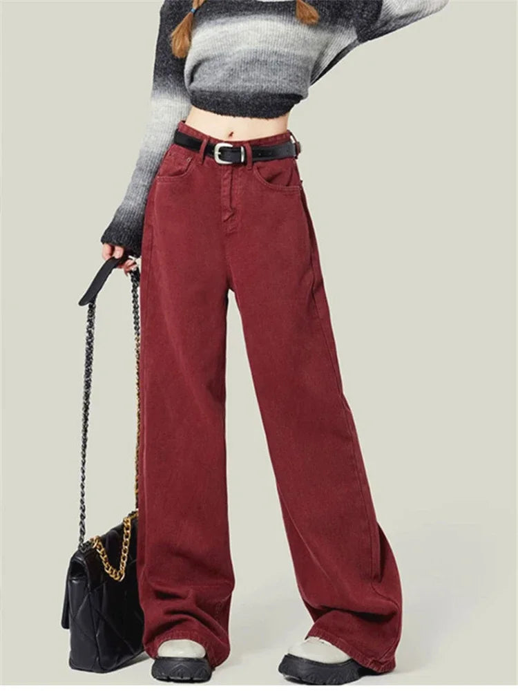Wine Rush Straight Alt Pants Red Shoptery