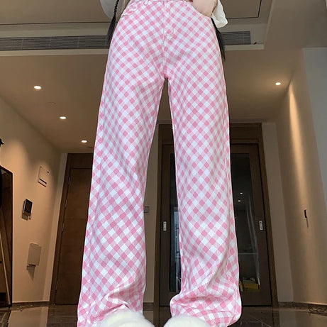 Sweetheart Plaid Lounge Pants Pink Shoptery