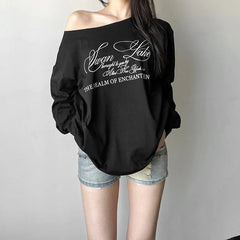 Enchanted Script Studded Aesthetic T-shirt Shoptery