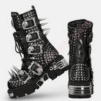 Visual Kei Skull Spike Studded Platform Combat Boots Shoptery