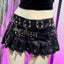 Visual Kei PU Leather Pleated Mini Skirt with Chains & Cross Charms Black Shoptery