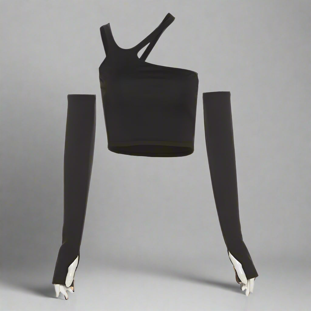 Midnight Cutout Baddie Alt Crop Top black Shoptery