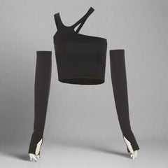 Midnight Cutout Baddie Alt Crop Top black Shoptery